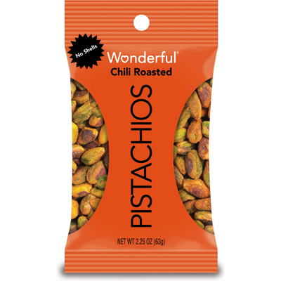 Wonderful Pistachios, No Shells, Chili Roasted, 2.25 Ounce Bag
