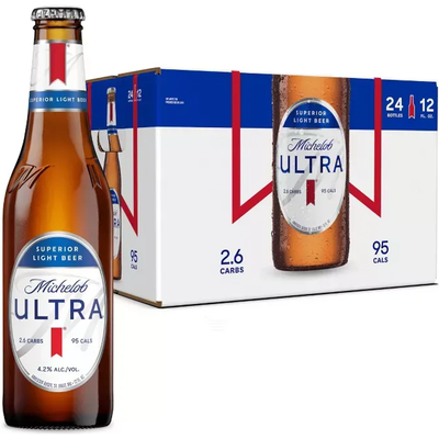 Michelob Ultra Light Beer 24 Pack 12oz Bottles