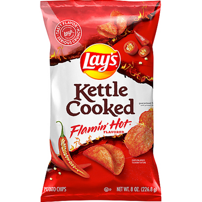 Lay's Flamin Hot Kettle Cooked Potato Chips 8oz Bag