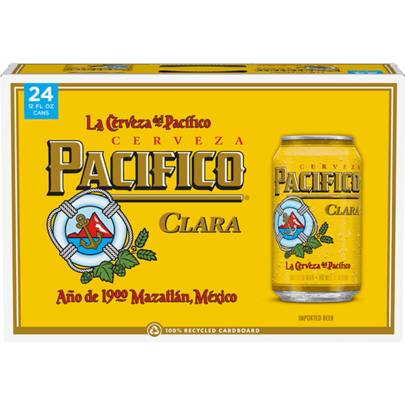 Pacifico Clara Lager Mexican Beer, 24 Pack 12oz Cans, 4.4% ABV