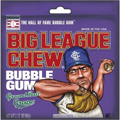 Big League Chew Ground Ball Grape Bubble Gum 2.12oz Bag