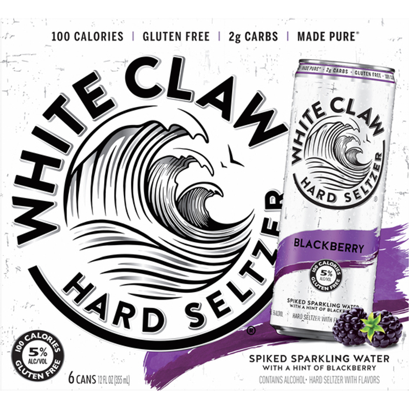 White Claw Hard Seltzer Blackberry 6 Pack 12oz Cans