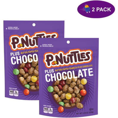 P-Nuttles Butter Toffee Peanuts Plus Chocolate Snacks 4.25oz Bag