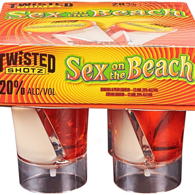 Twisted Shotz Shots 4 Pack Sex On The Beach G1011 4 Pack 25ml Shot Glass