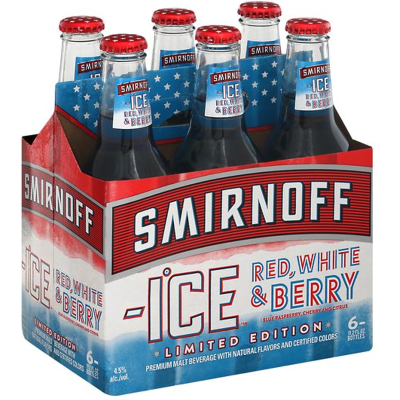 Smirnoff Ice Red White & Berry Malt Beverage 6 Pack 11.2oz Bottles