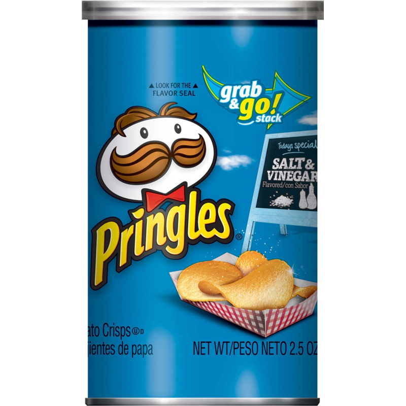 Pringles Grab and Go Stack Potato Crisps Salt & Vinegar 2.5 oz Canister