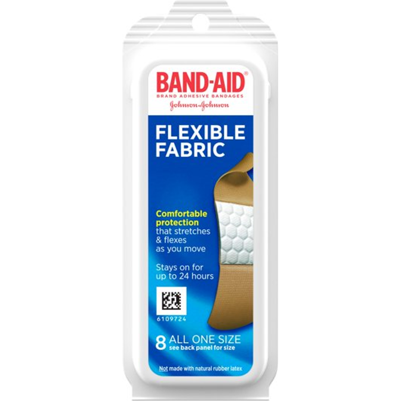 Band Aid Flexible Fabric Adhesive Bandages 8 CT