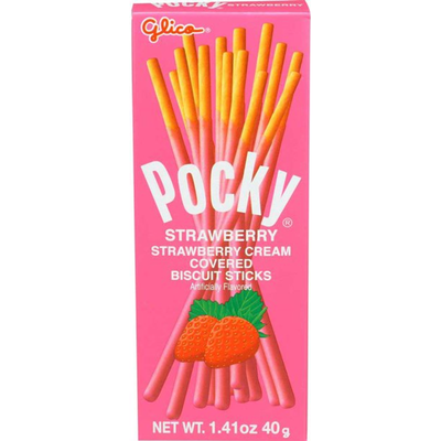 Glico Pocky Strawberry Cream Covered Biscuit Sticks 1.41oz Box