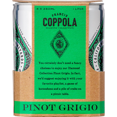 Francis Coppola Diamond Collection Canned Pinot Grigio 4x 250ml Cans