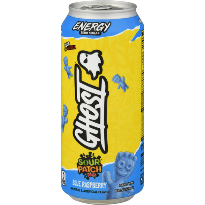 Ghost Sour Patch Kids Blue Raspberry Energy Drink 16oz Can