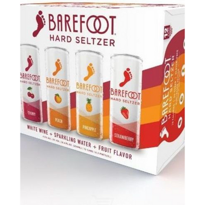Barefoot Hard Seltzer Variety 12 Pack 250 ml Cans, 250mL hard seltzer (4.0% ABV)